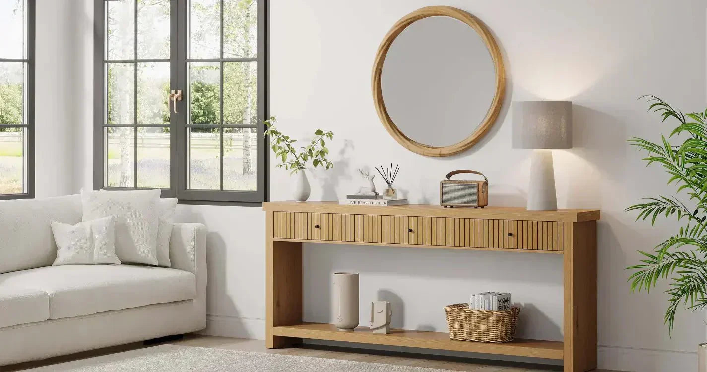 The Correct Height to Hang a Mirror Above a Console Table