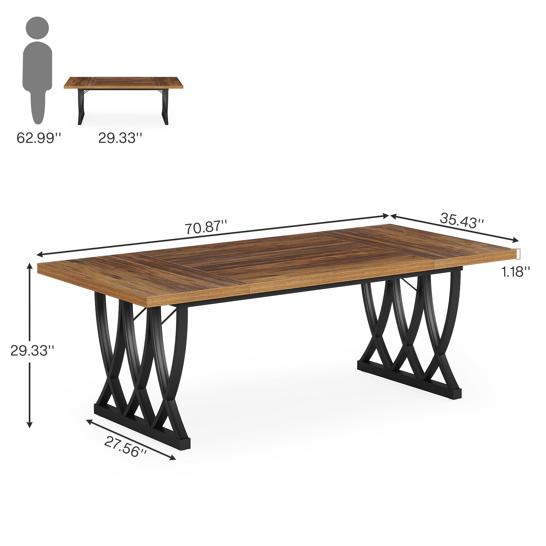 Tribesigns 70.86-Inch Executive Desk, Large Home Office Computer Desk with Trestle Metal Frame for Study and Writing