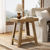 Tribesigns 23.6 Inch 2-Tier End Table with Trapezoidal Base, Farmhouse Side Table for Small Spaces 3
