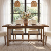 Tribesigns 63-Inch Solid Wood Dining Table for 4-6, Farmhouse Kitchen Table with Trestle Base 3
