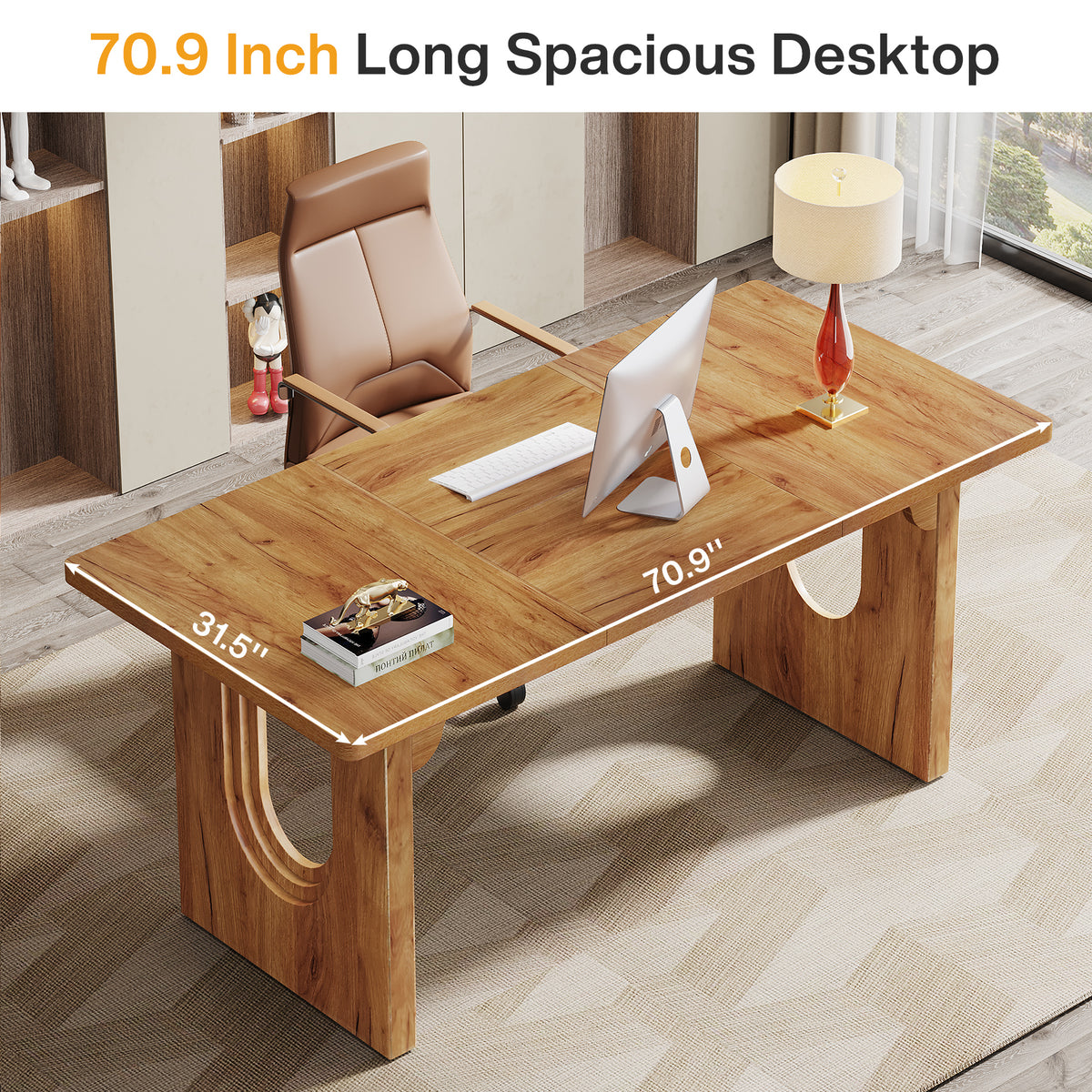 Tribesigns 70.9 Inch Executive Desk with Dual Base and Spacious Worktop, Modern Office Desk for Home Workspace