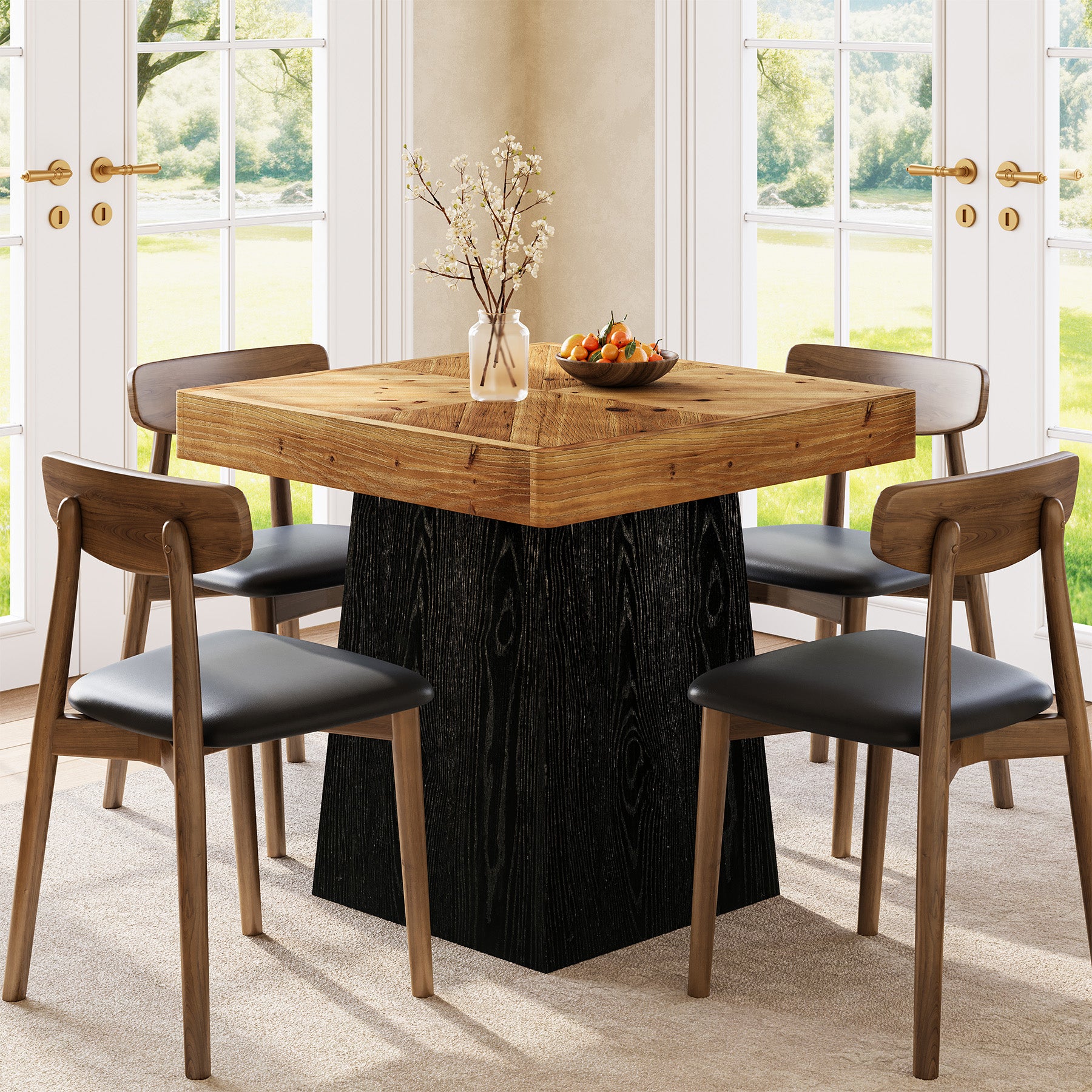 Tribesigns 31.5" Solid Wood Dining Table, Square Farmhouse Table for 2-4