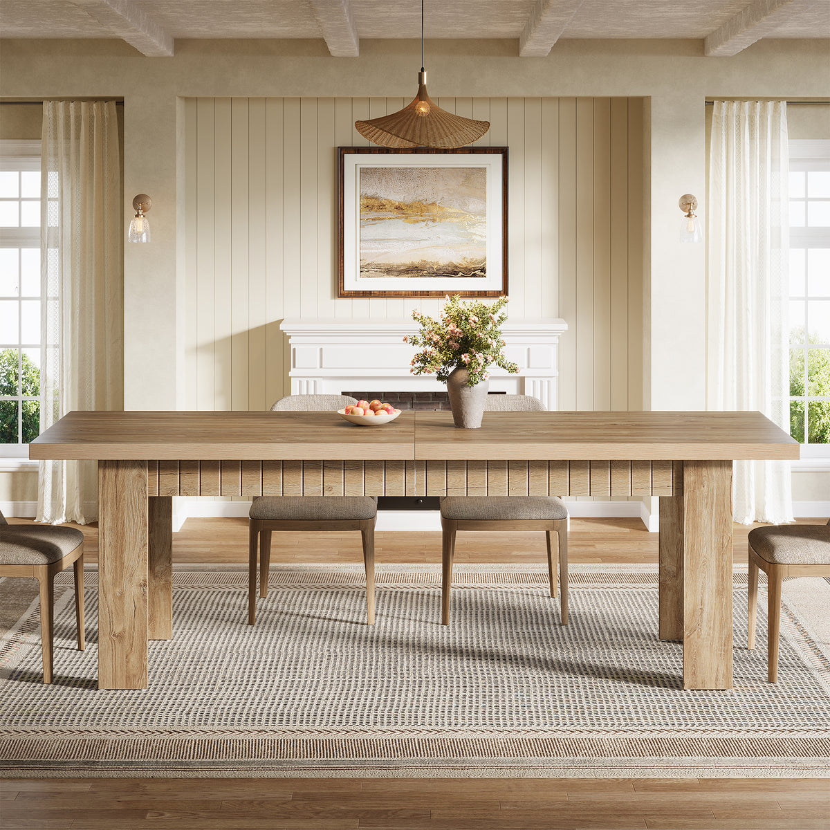 Tribesigns 79-Inch Farmhouse Dining Table for 6-8, Extra Long Rectangular Table for Dining Room