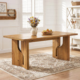 Tribesigns 63-Inch Solid Wood Dining Table with Cutout Bases, Farmhouse Table for Dining Room 3