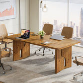 Tribesigns 63-Inch Solid Wood Executive Desk with Cutout Bases, Large Office Desk for Home Office 3