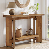 41" Rustic Console Sofa Table, Two-Tier Wooden Entryway Table with Storage Shelf for Hallway and Foyer 3
