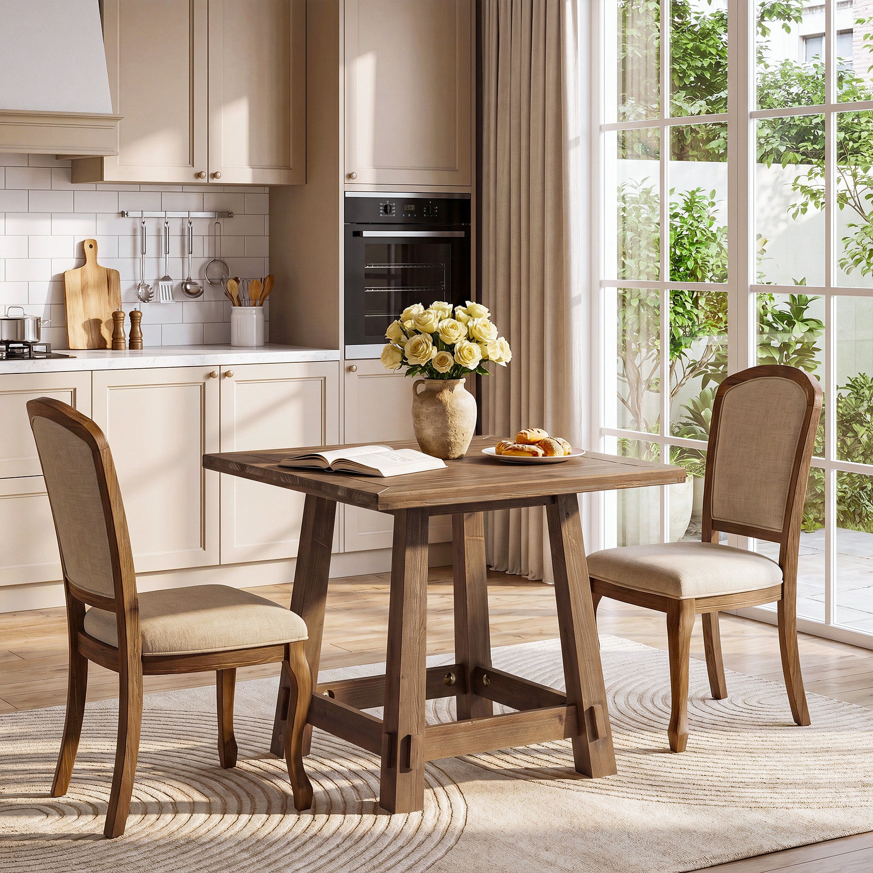Tribesigns 31.49-Inch Solid Wood Square Dining Table for 4, Farmhouse Kitchen Table for Small Spaces
