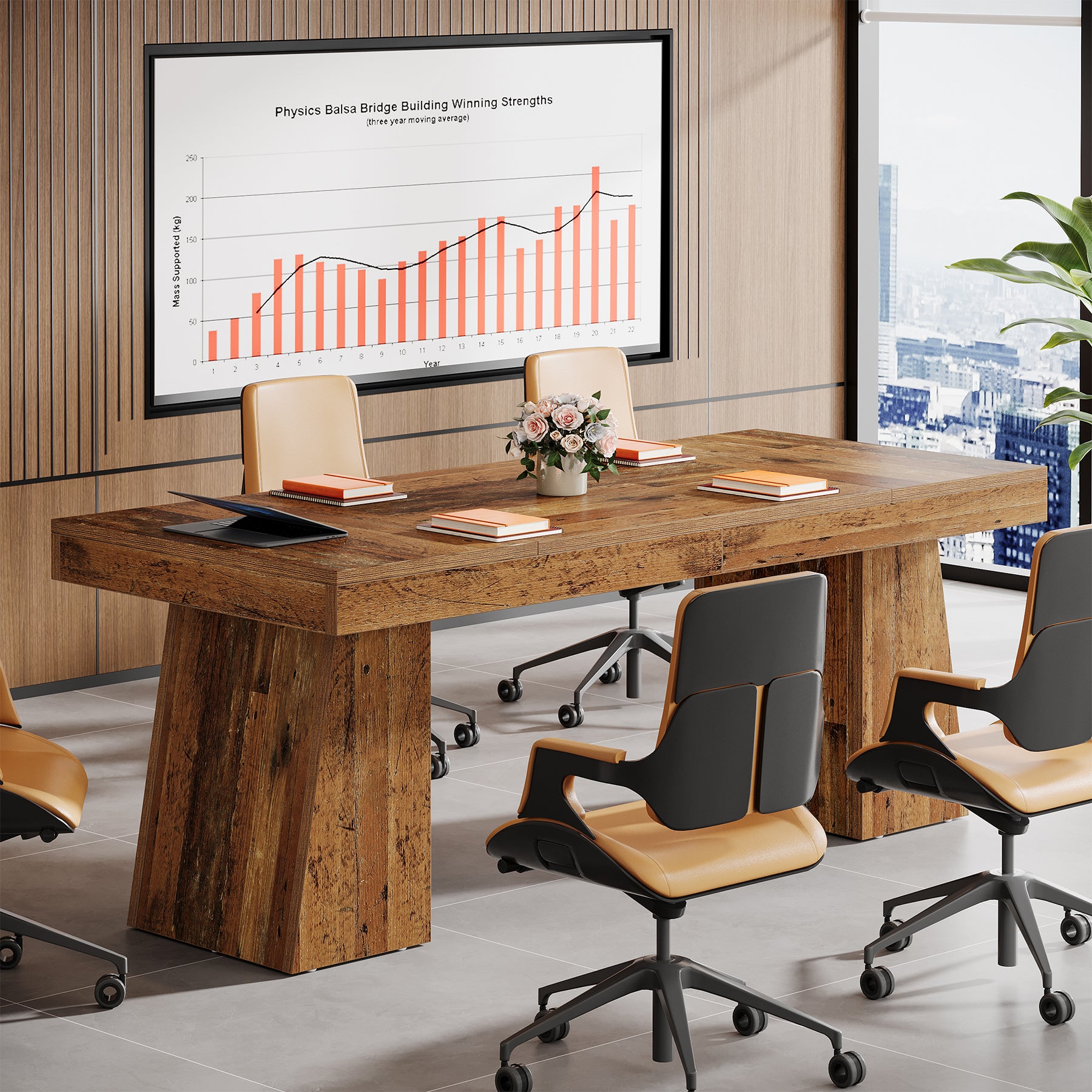 55-Inch Executive Desk, Large Wood Office Computer Desk with Double Pedestal