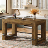 Tribesigns 59-Inch Industrial Bar Table with Metal Footrest, Counter Height Pub Table for Kitchen 3