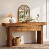 63 Inch Fir Wood Console Table with 2 Hidden Drawers, Narrow Entryway Table for Hallway 3