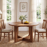 39.4-Inch Round Solid Wood Dining Table with X-Cross Legs, Farmhouse Kitchen Table for 2 to 4 People 3