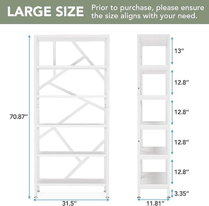 Tribesigns 71" Industrial Bookshelf - 6-Shelf Etagere Bookcase, Free-Standing Open Storage Display Shelves