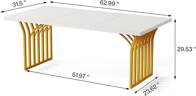 63" Modern Executive Desk with Metal Frame, Multifunctional Writing Table