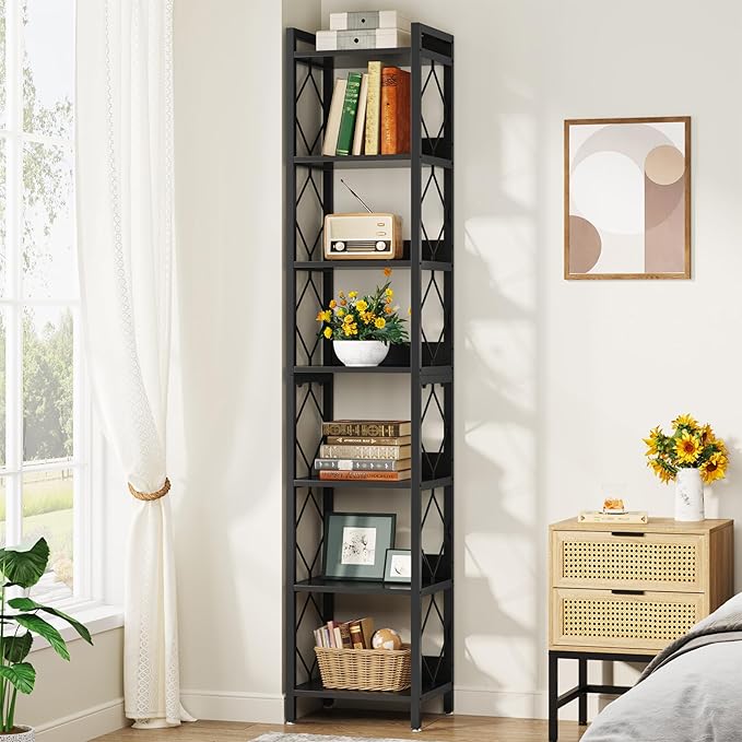 Tribesigns 78.7 Inch Extra Tall Narrow Bookshelf - Multifunctional Corner Storage Organizer