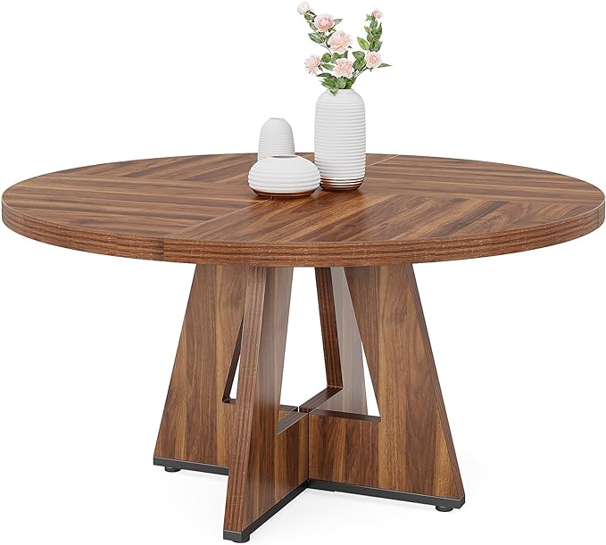 47-Inch Round Dining Table - Wood Kitchen Table for Dining Room and Living Room