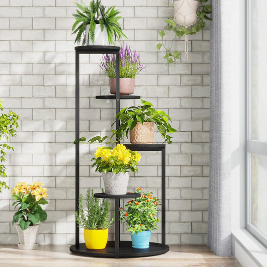 Tribesigns 4-Tier Corner Plant Stand. Designed for indoor use, perfect for showcasing multiple potted plants