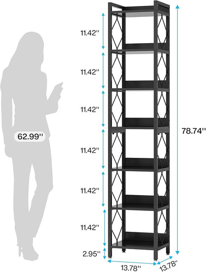 Tribesigns 78.7 Inch Extra Tall Narrow Bookshelf - Multifunctional Corner Storage Organizer