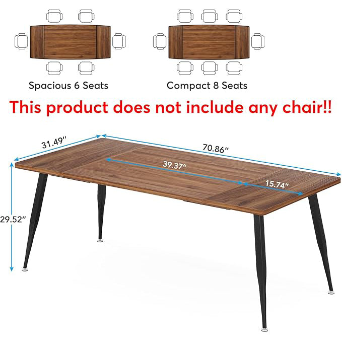 Tribesigns Modern Industrial 6FT Conference Table - Rectangular Meeting Room Tables with Metal Legs