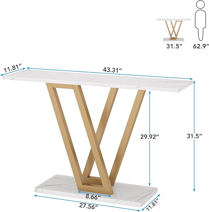 43-Inch Industrial Console Table for Entryway and Hallway: Rustic Wood and Metal Entry Table