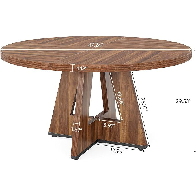 47-Inch Round Dining Table - Wood Kitchen Table for Dining Room and Living Room
