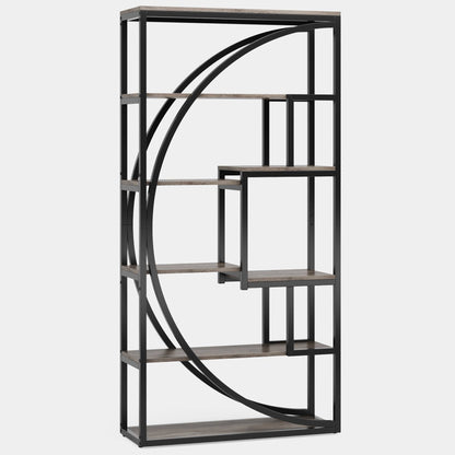 Tribesigns Industrial 5-Tier Bookshelf - 70.8" Tall Etagere Bookcase with 8 Open Storage Shelves for Home & Office