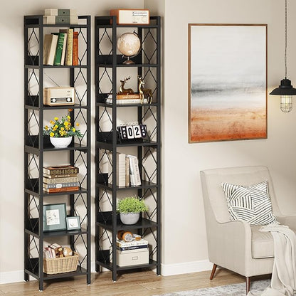 Tribesigns 78.7 Inch Extra Tall Narrow Bookshelf - Multifunctional Corner Storage Organizer