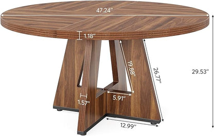 47-Inch Round Dining Table - Wood Kitchen Table for Dining Room and Living Room