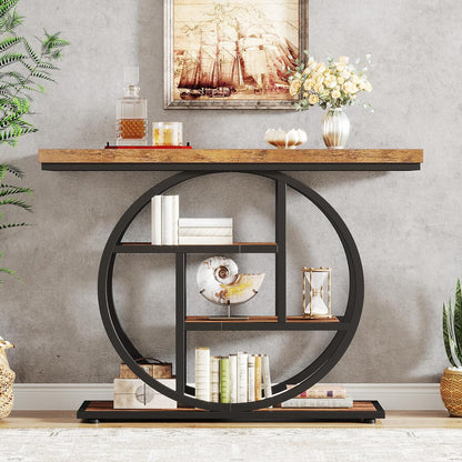 Tribesigns Industrial 4-Tier Sofa Table - 41.3" Console Table with Storage Shelves