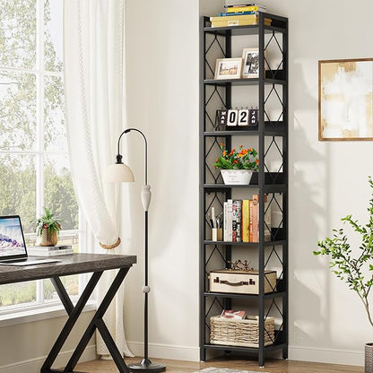 Tribesigns 78.7 Inch Extra Tall Narrow Bookshelf - Multifunctional Corner Storage Organizer