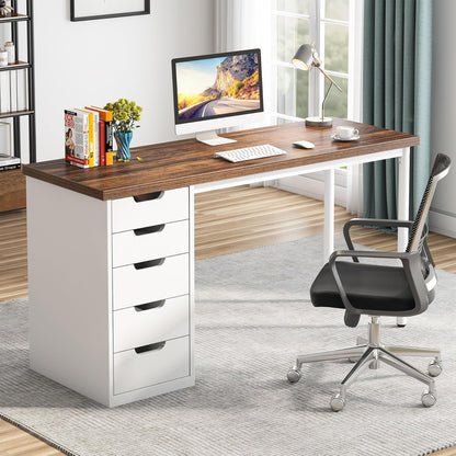 Tribesigns Rustic Brown Computer Desk - 47" Modern Simple Study Writing Table with Storage