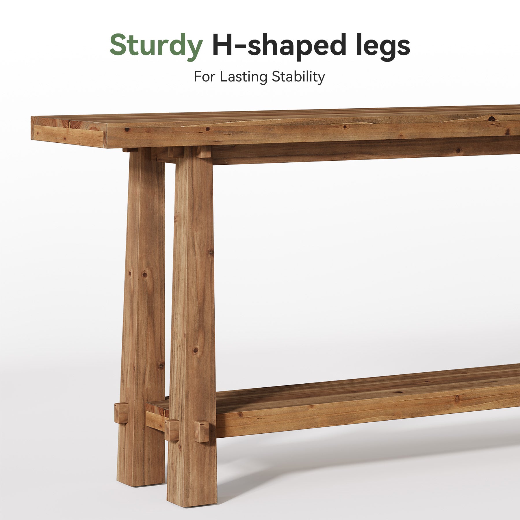 Tribesigns 63" Console Table, Farmhouse Solid Wood Entryway Sofa Table with 2-Tier Storage