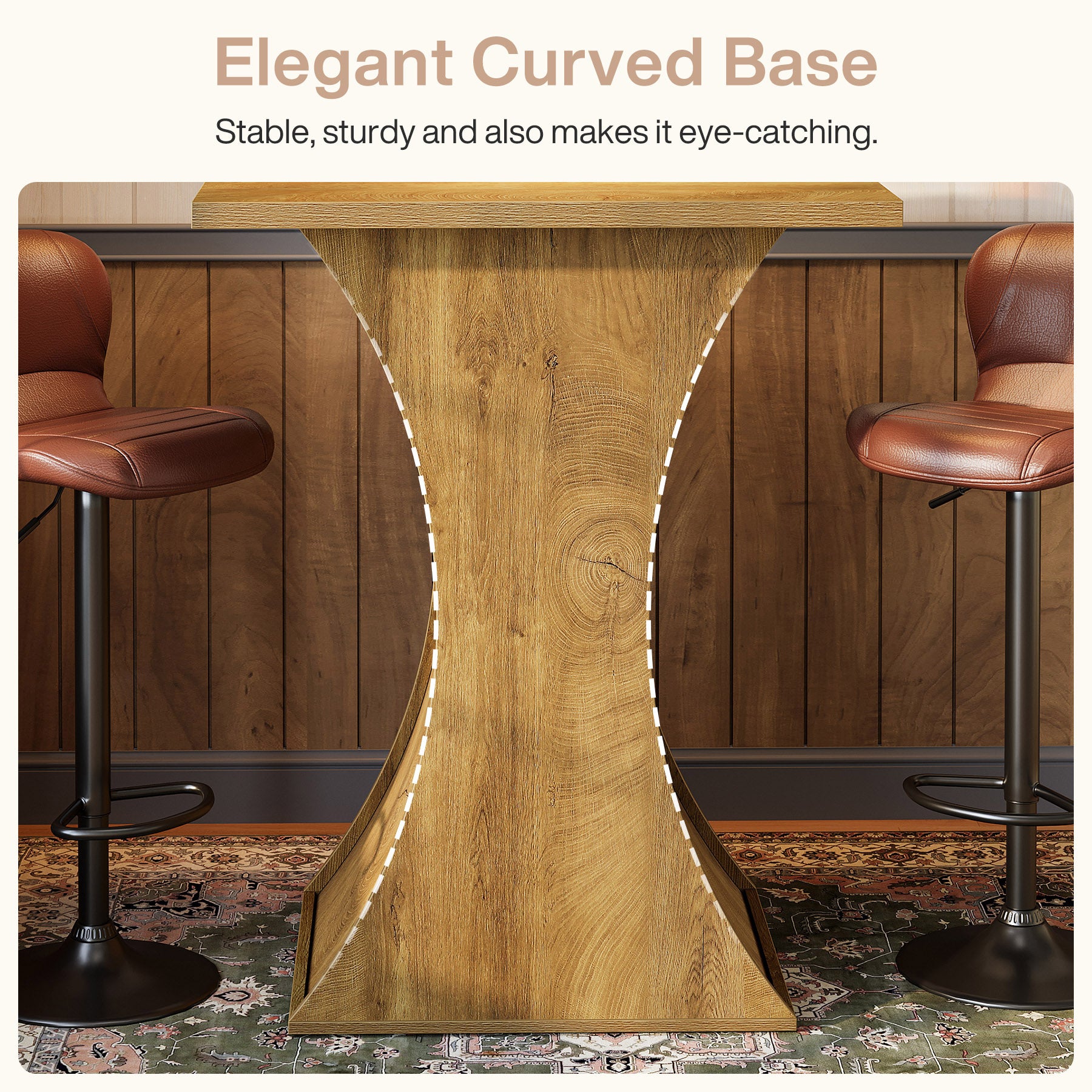 39.4 Inch Square Bar Table with Hourglass Base, Farmhouse Pub Table for Small Spaces