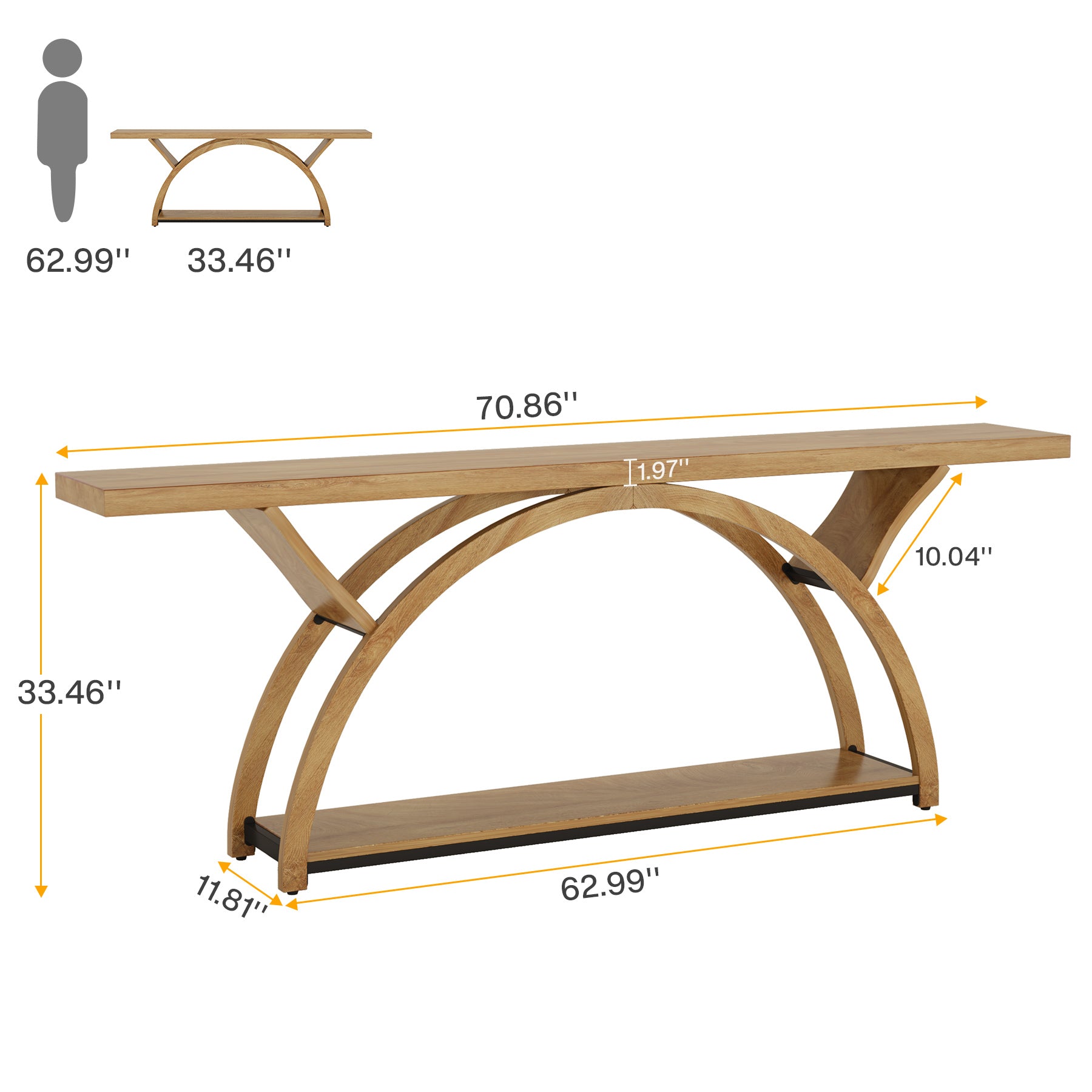 Tribesigns 70.87-Inch Rustic Console Table with Storage Shelf, Narrow Sofa Table for Entryway and Hallway