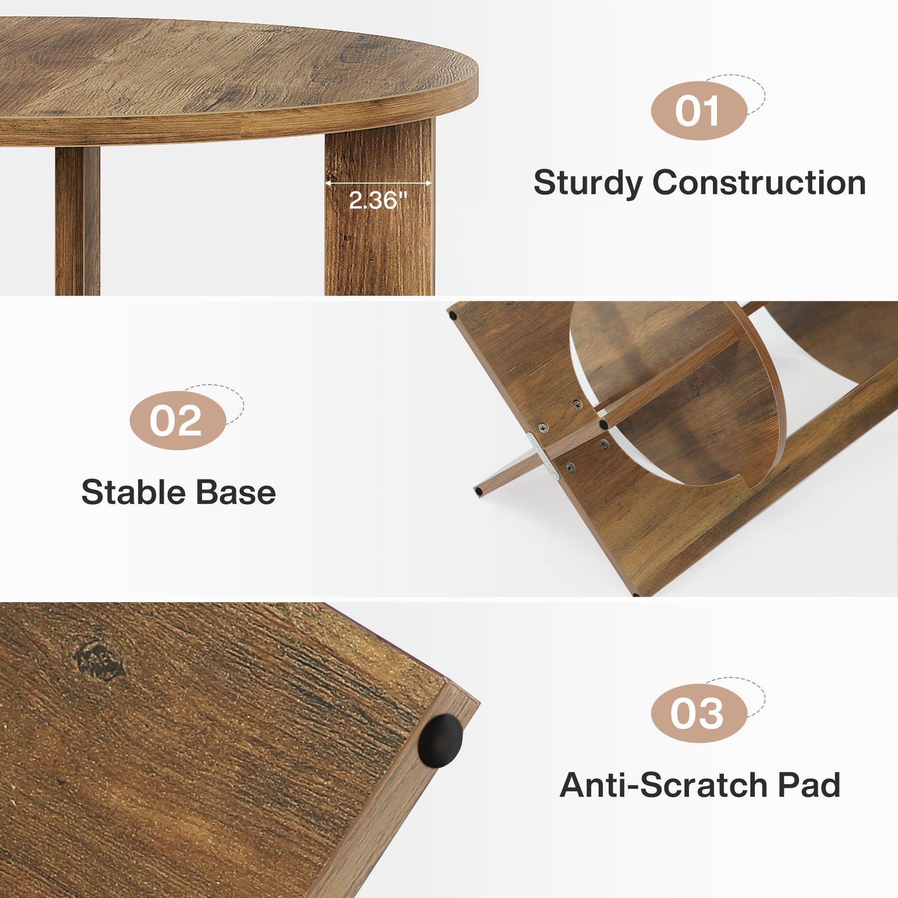 Tribesigns 19.68-Inch Round End Table with Storage, 2-Tier Tall Side Table for Living Room and Bedroom