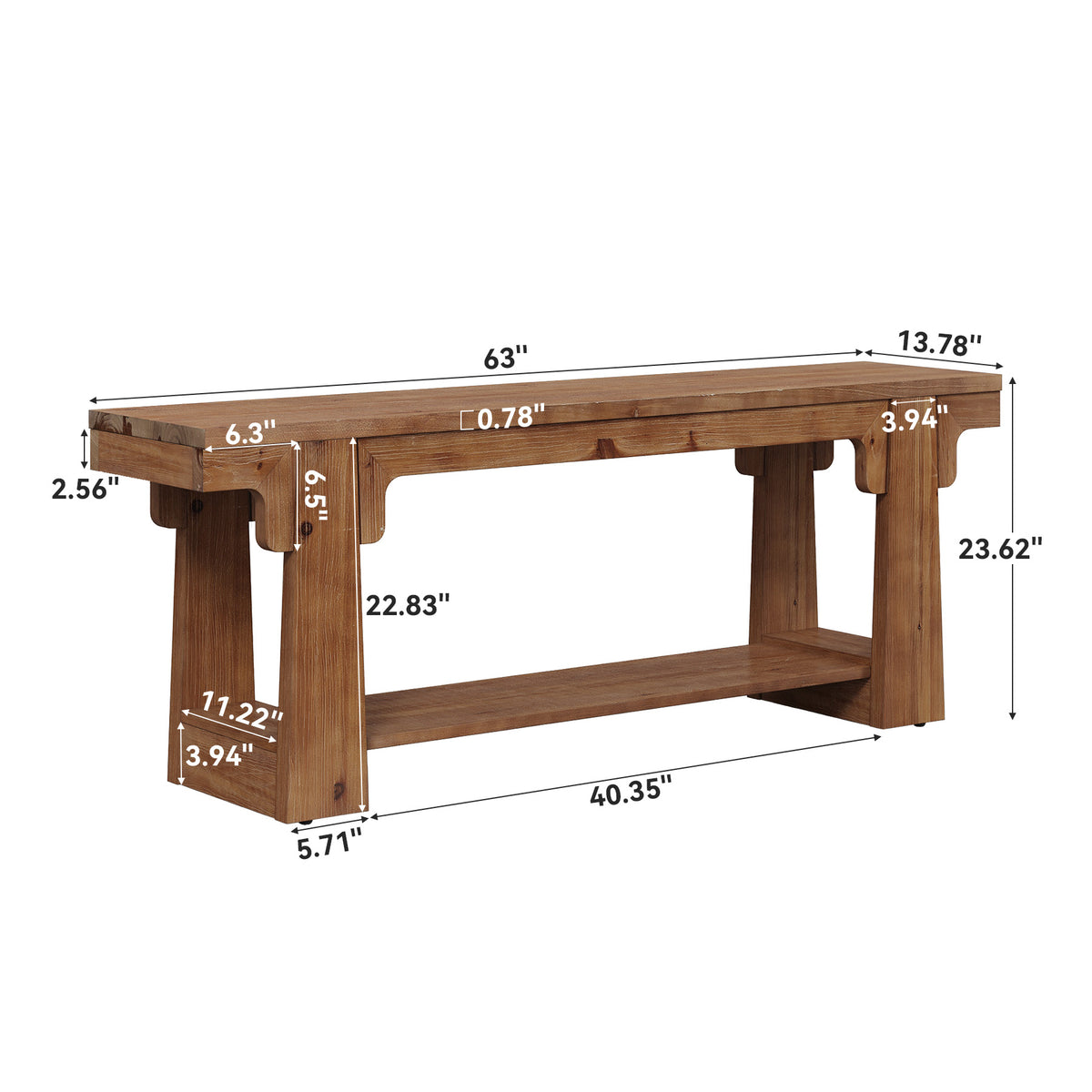 Tribesigns 63 Inch Solid Wood TV Stand with Curved A-Legs, Farmhouse Media Console for Living Room