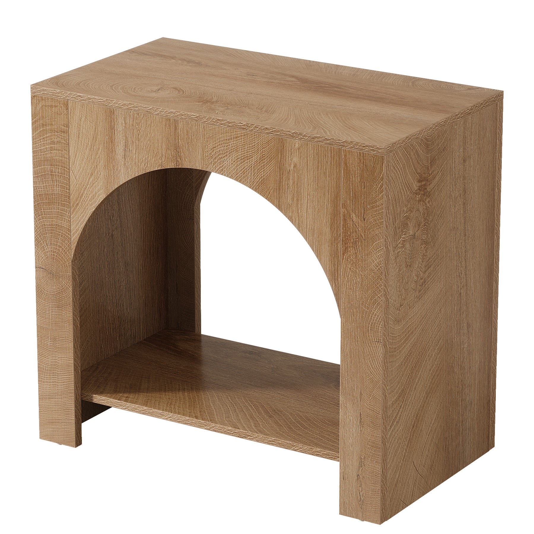 Tribesigns 27.6 Inch Farmhouse Side Table with Storage, Large Wooden End Table with Cabinet Shelf for Living Room