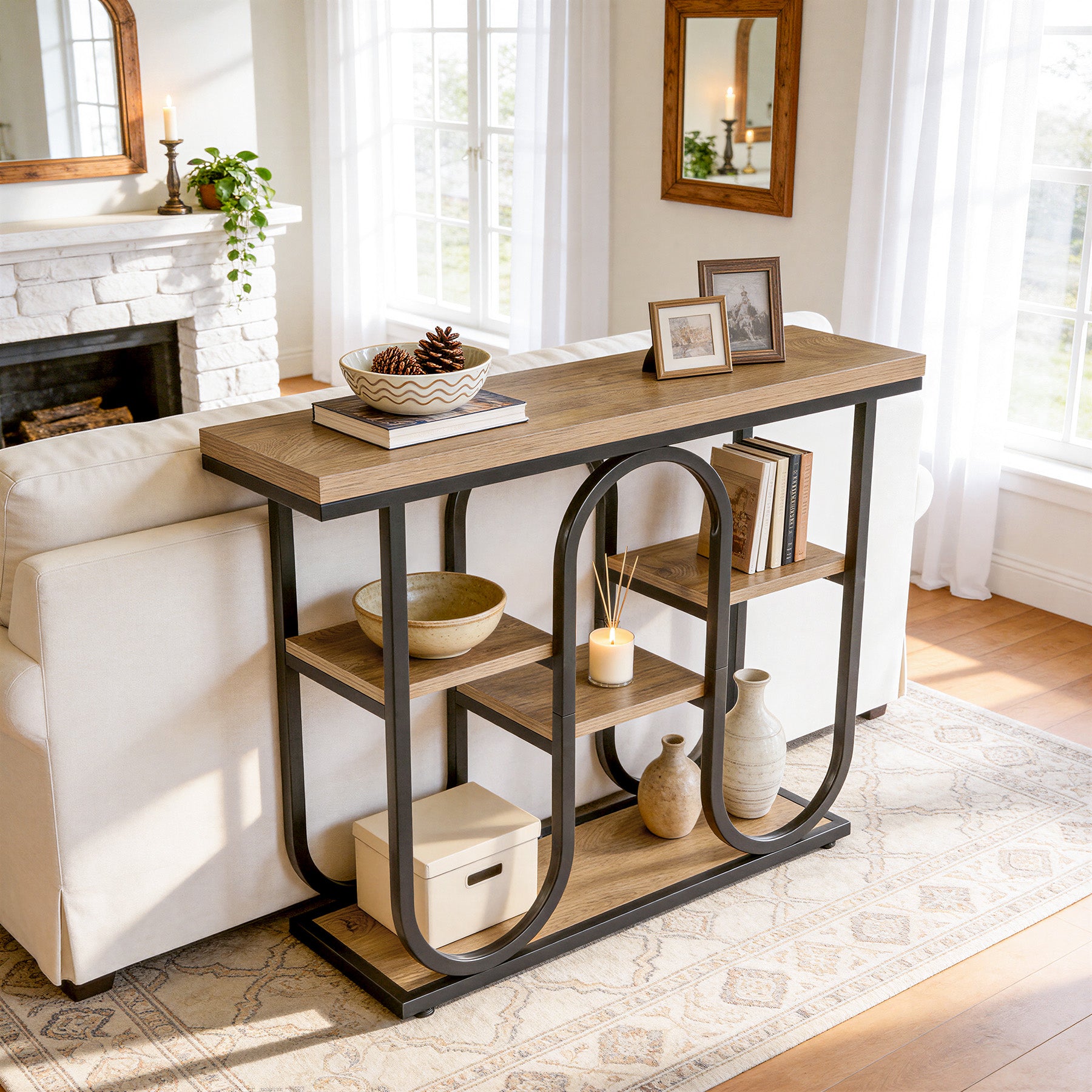 Tribesigns 39.4" Console Table, 4-Tier Industrial Sofa Table for Entryway