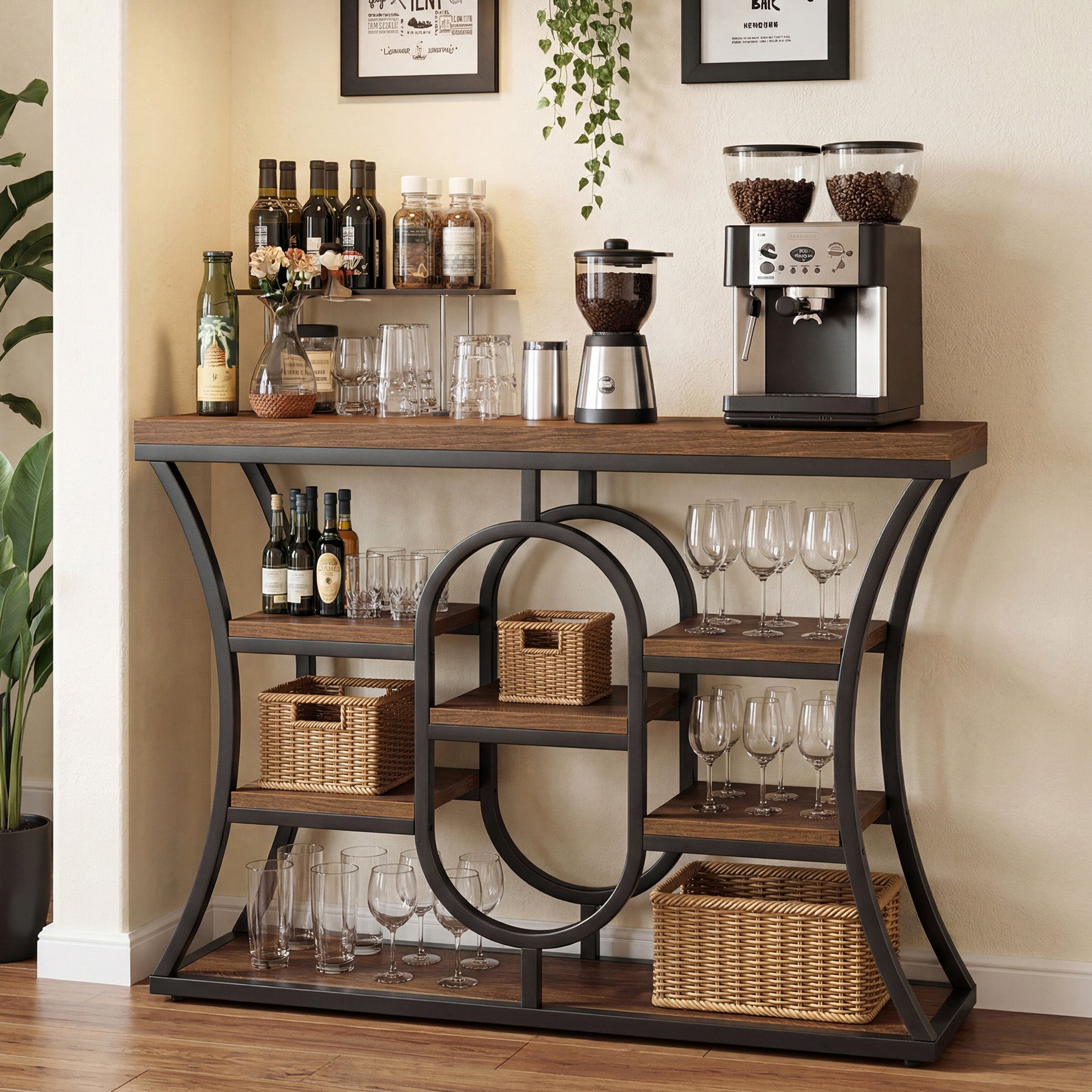 Tribesigns 41.3" Sofa Table, Industrial Console Table with Shelves