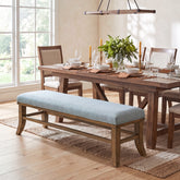Tribesigns 55-Inch Upholstered Dining Bench, Solid Pine Wood Padded Bench with Linen Cushion 3