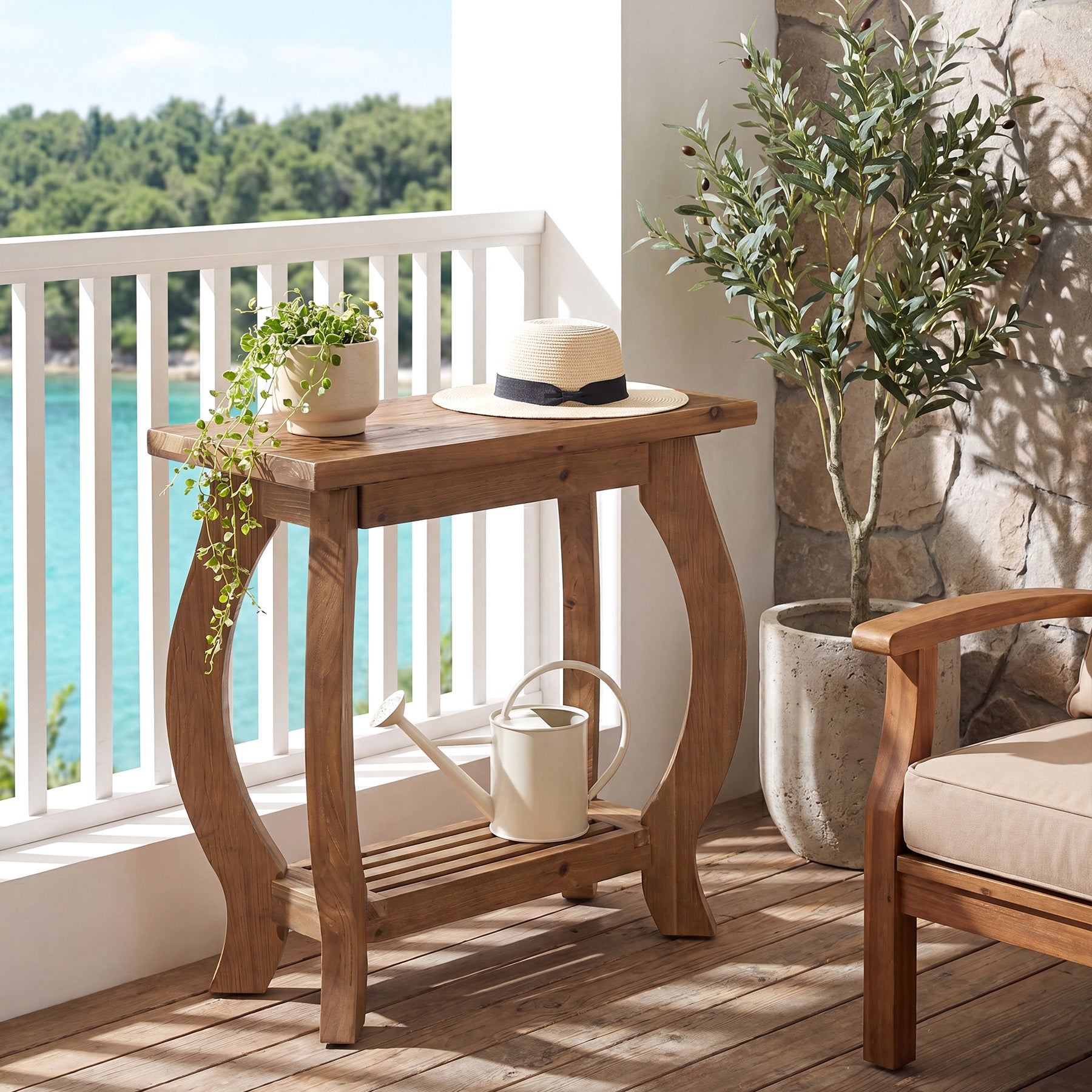 Tribesigns 23.6 Inch Narrow Side Table with Curved Legs, Solid Wood End Table for Small Spaces