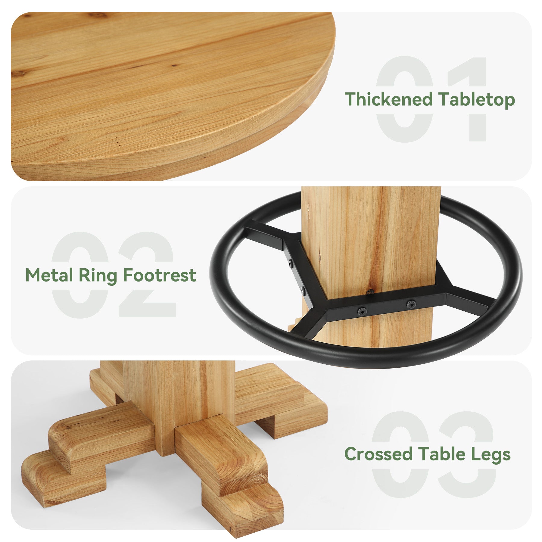 Tribesigns 37.4-Inch Round Counter Height Bar Table, Solid Wood Bistro Table with Metal Footrest for Small Spaces