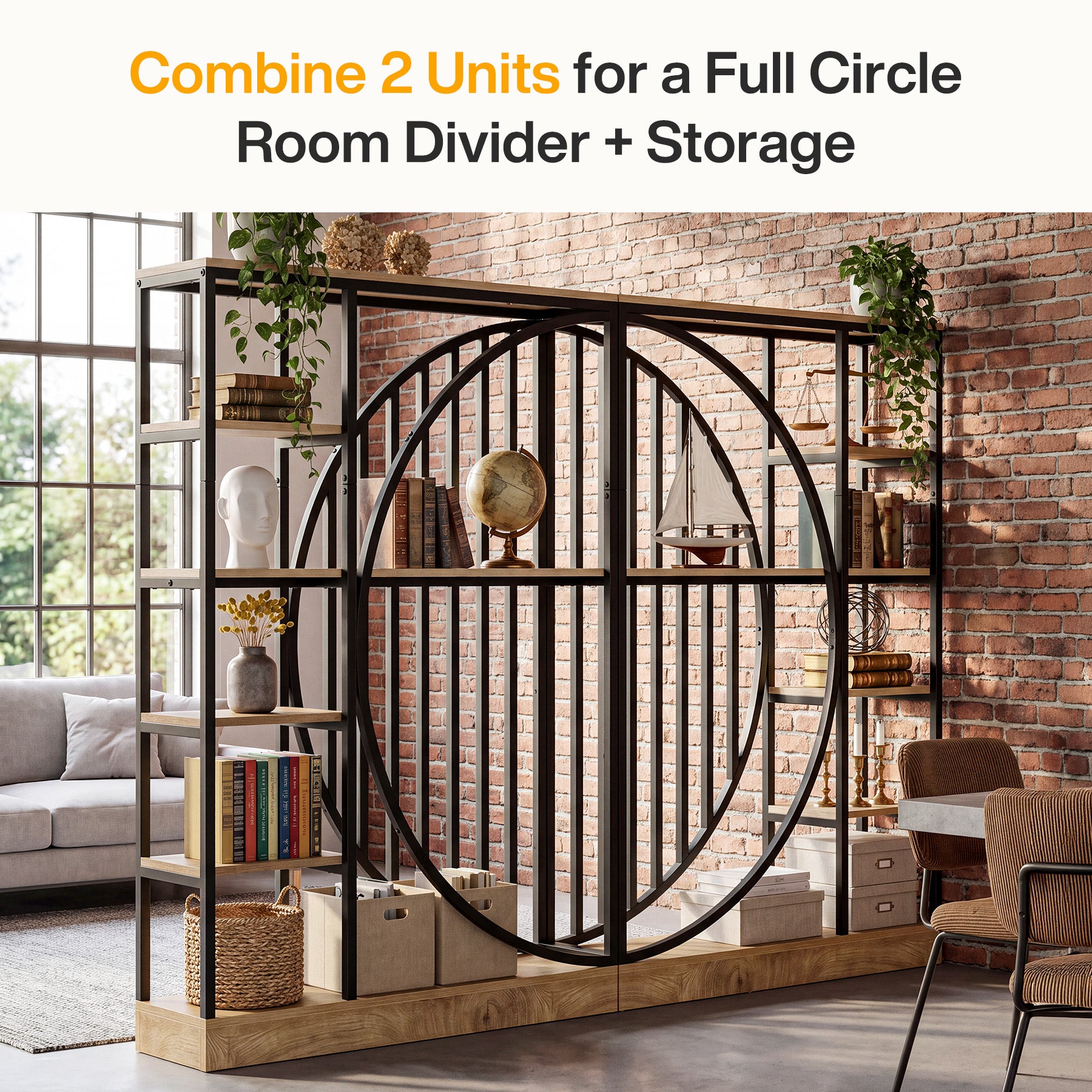 Tribesigns 70.9-Inch 5-Tier Bookshelf Room Divider, Reversible Display Shelf for Home Office