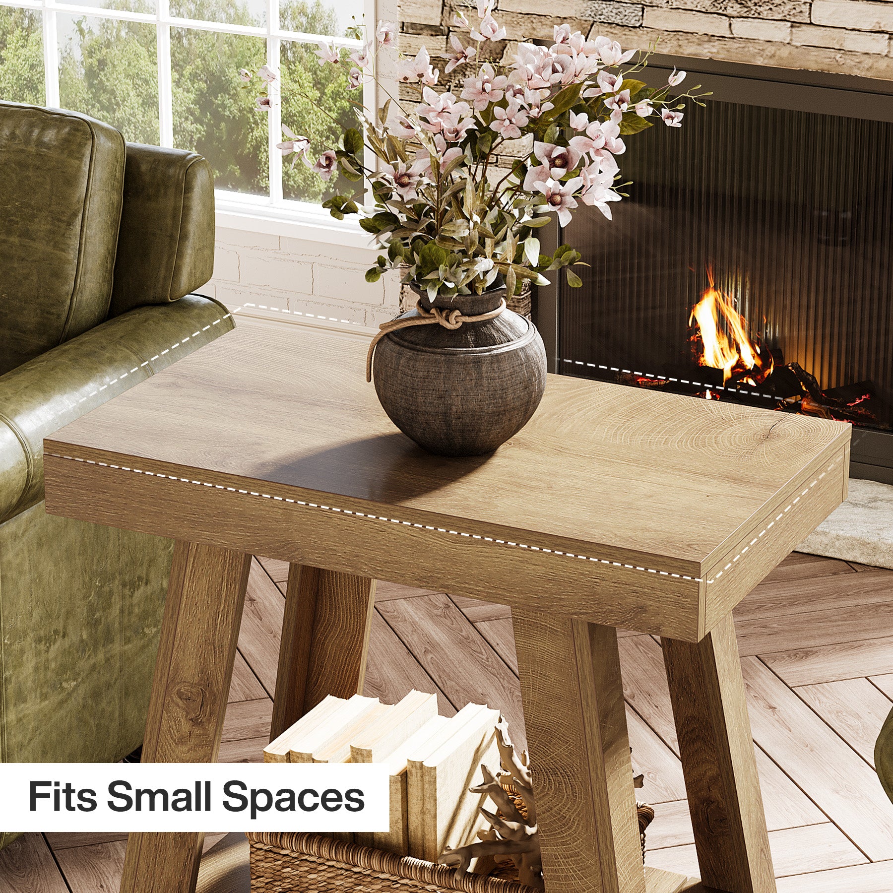 Tribesigns 23.6 Inch 2-Tier End Table with Trapezoidal Base, Farmhouse Side Table for Small Spaces