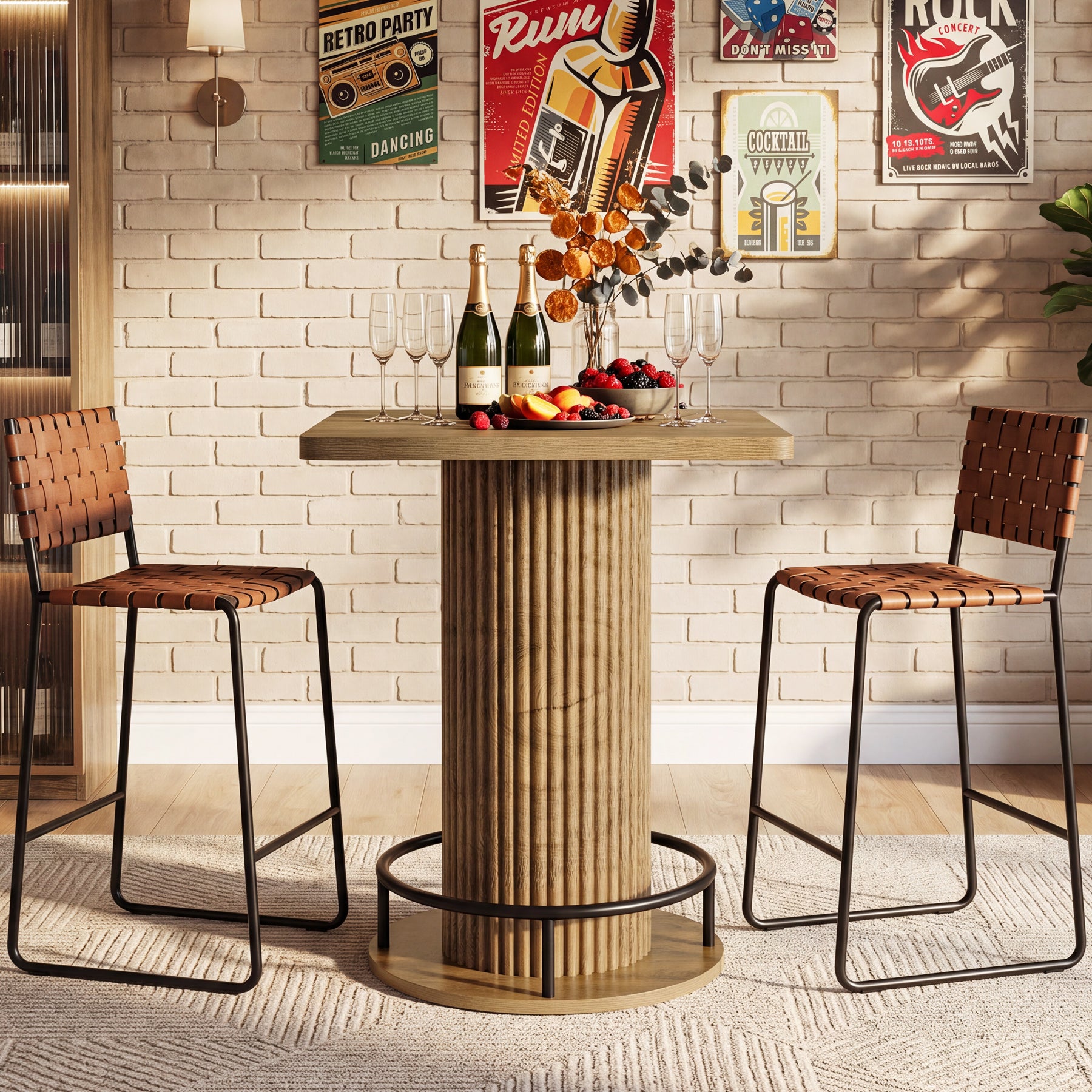 Tribesigns 39-Inch Square Bar Table, Wooden Bistro Table with Footrest for Kitchen and Cafe