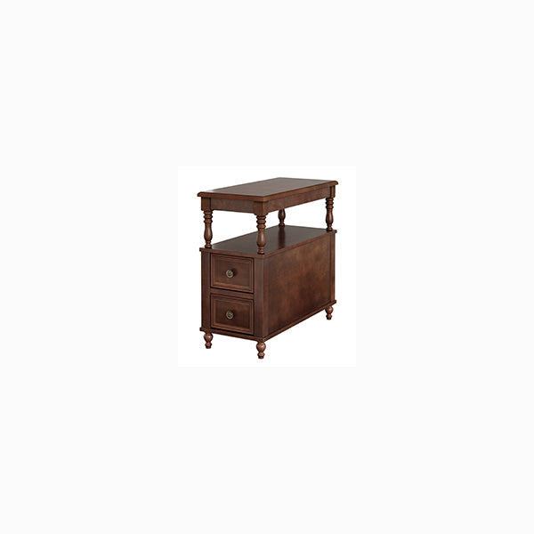MidCentury 2-Drawer Nightstand - Solid Wood Bedside Table with Open Shelf, Dark Cherry