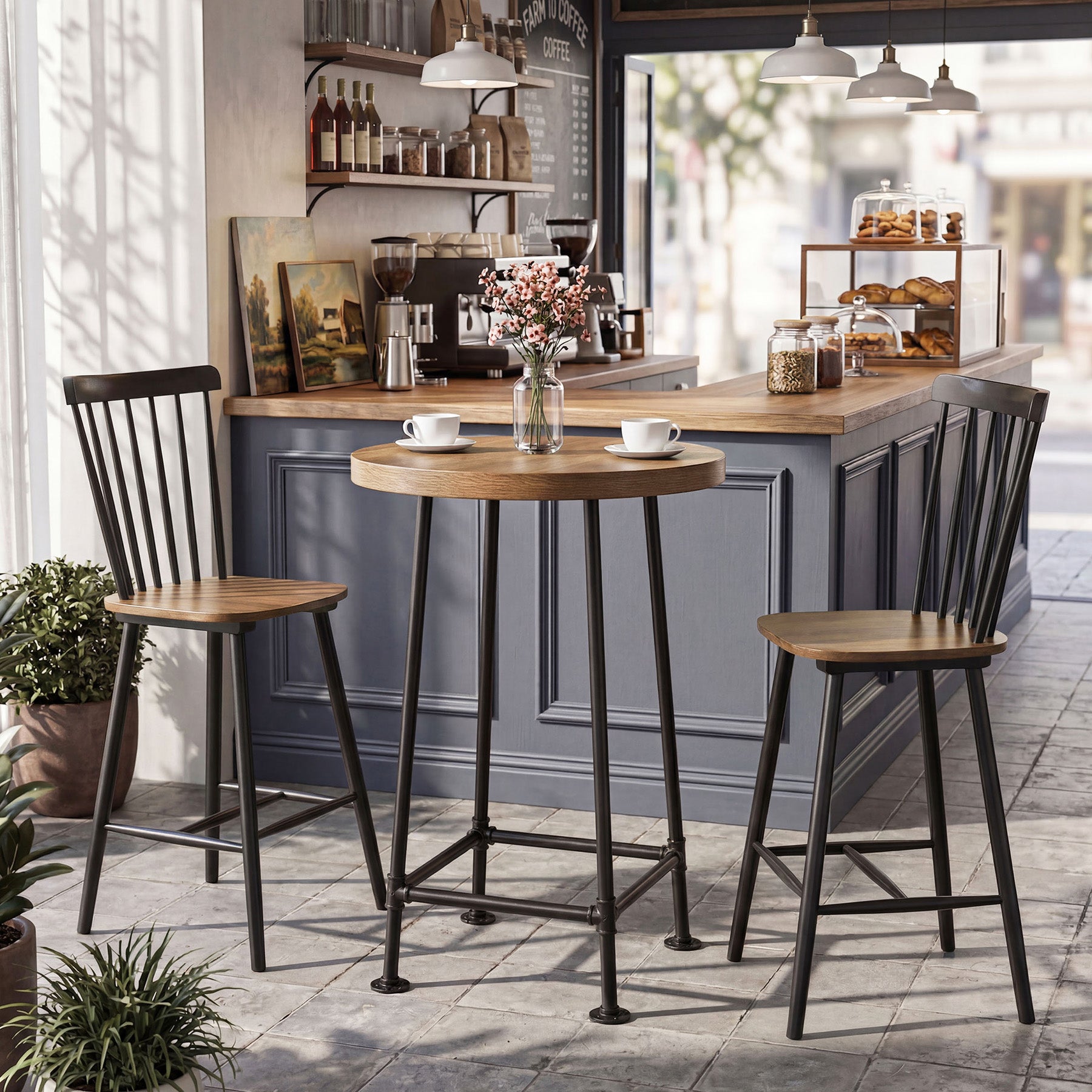 Tribesigns 37.4-Inch Round Bar Table, High Top Pub Table for Small Spaces