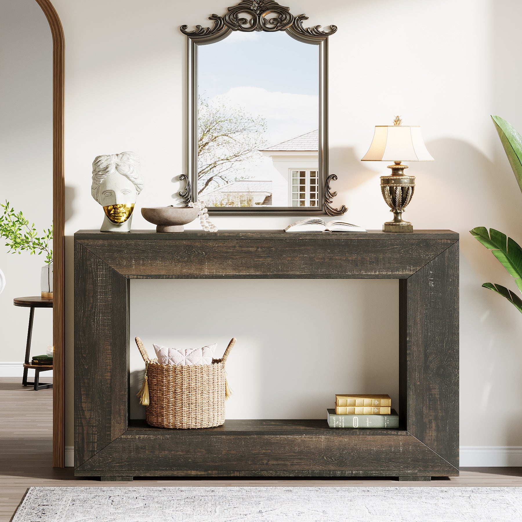 Tribesigns 47-Inch Farmhouse Console Table, Industrial Storage Accent Table