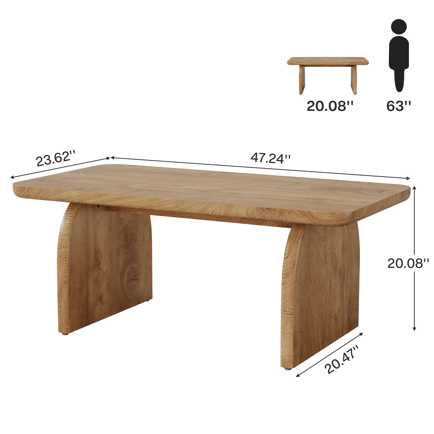 47 Inch Wood Rectangular Coffee Table, Living Room Table