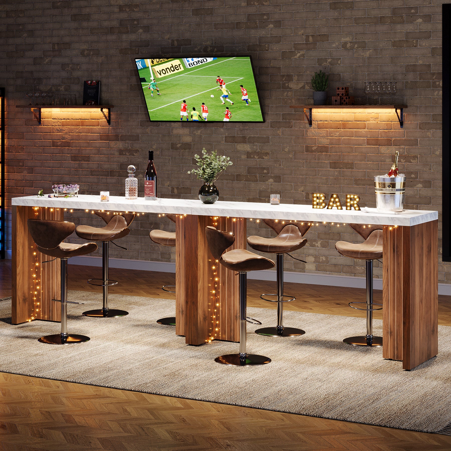 Tribesigns 55.12-Inch Bar Table with Faux Marble Top, Counter Height Pub Table for Kitchen