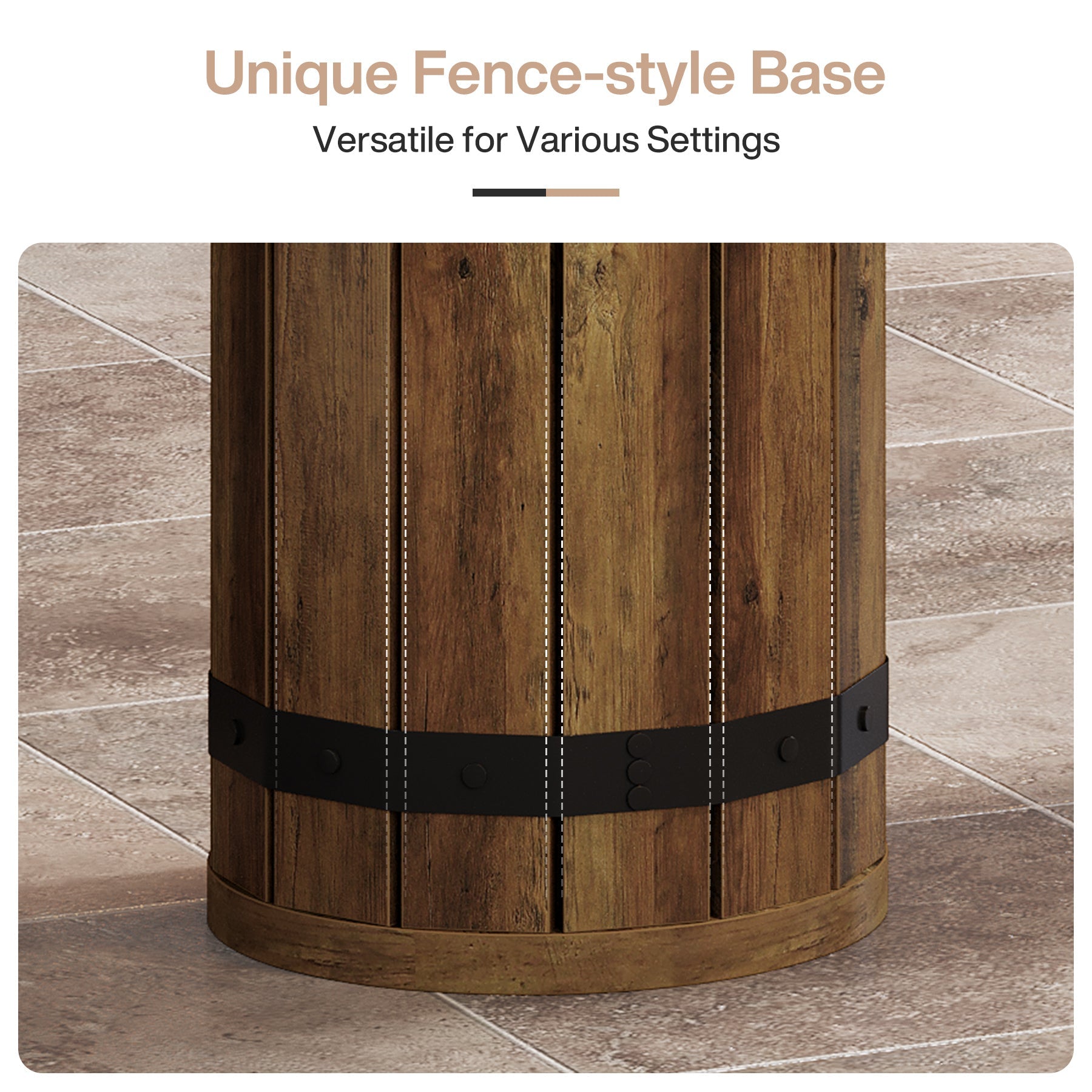 70.9-Inch Long Bar Table with Slatted Base, Rectangular Counter Height Pub Table